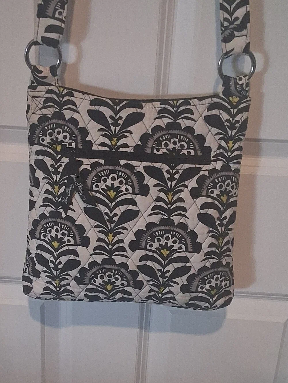 Vera Bradley Quilted Floral Crossbody Bag in Black & Cream
